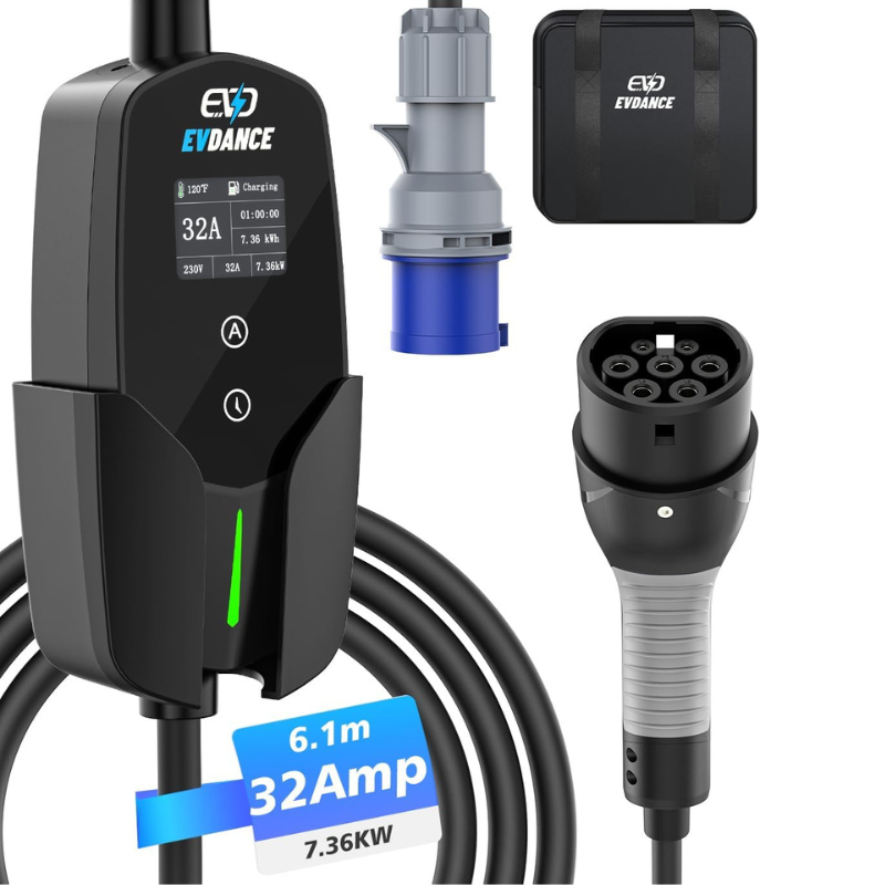Portable Ev Charger 32A Type 2 Cee Plug - EVDANCE-Chargeur de voiture électrique 32A Type
