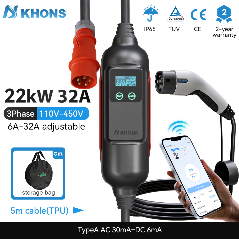 Portable Ev Charger 32A Type 2 Cee Plug - Tiens ons Portable EV Chargeur Vope2