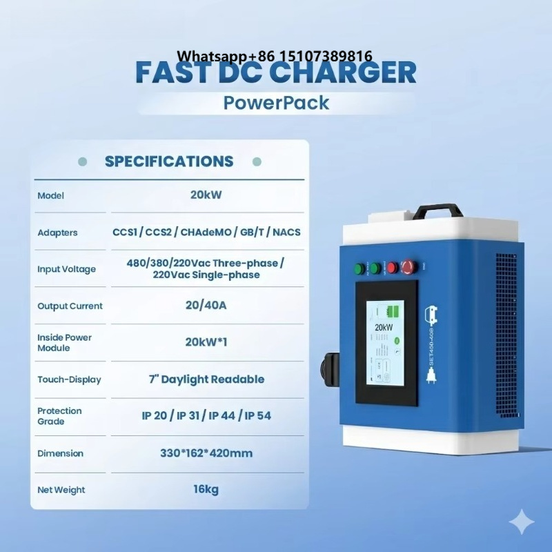 Portable Dc Fast Charger 20Kw Ccs2 - Chargeur rapide portable pour véhicules électriques